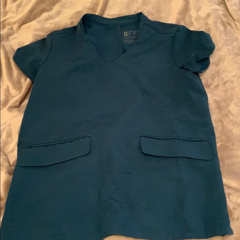 Figs Caribbean blue top